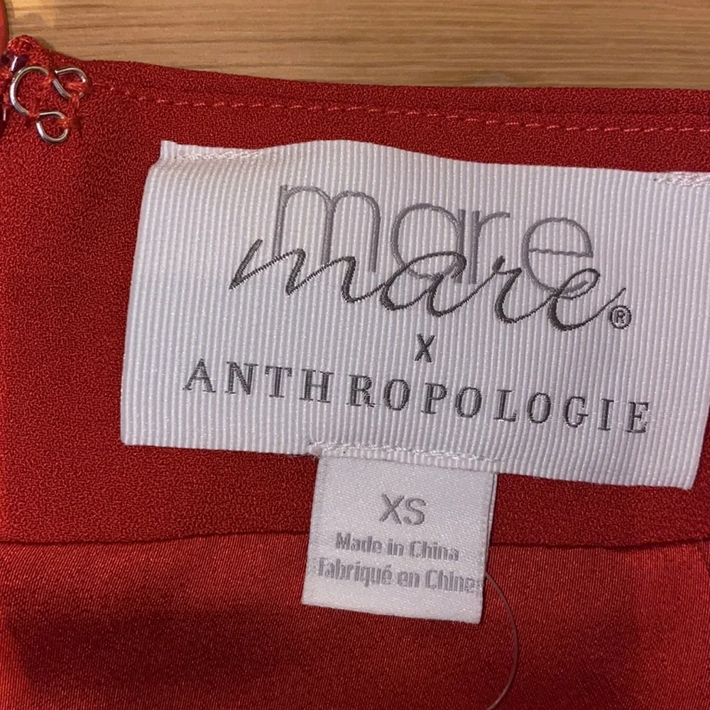 Anthropologie Mare Mare satin ruffle wrap midi skirt in red NWT - Picture 14 of 17